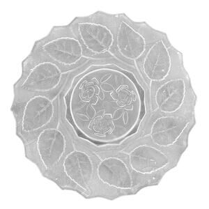 Vintage Art-Deco Bagley Glass England Frosted Rose & Leaf Decorative Glass Plate